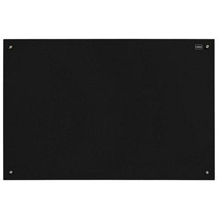Nobo Glass Magnetic Drywipe Board with Pen Tray / 600x900mm / Black