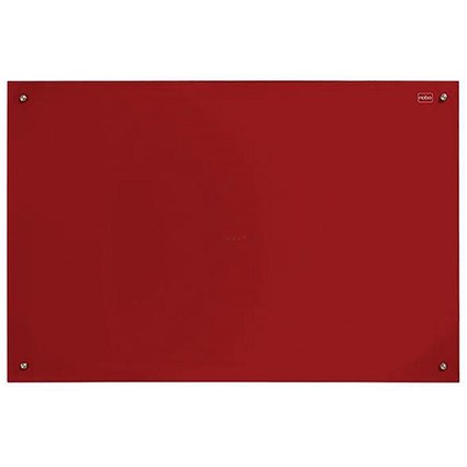 Nobo Glass Magnetic Drywipe Board with Pen Tray / 600x900mm / Red