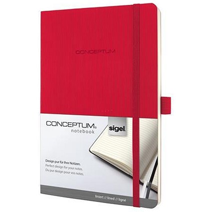 Sigel Conceptum Soft Cover Leather Look Notebook / A5 / Ruled / 194 Pages / Red