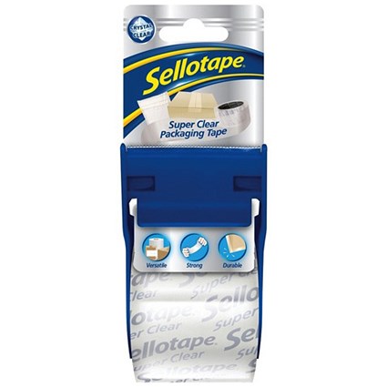 Sellotape Super Clear Parcel Tape and Dispenser / 48mmx20m / 6 Rolls