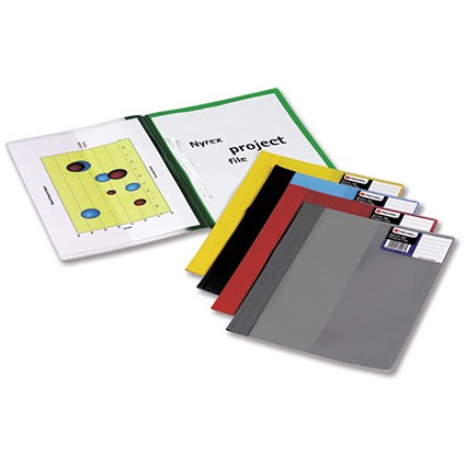 Rexel Nyrex Project Flat File Semi-rigid Plastic Clear Front A4 Grey [Pack 5]