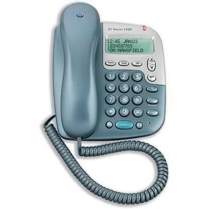 BT Decor 1300 Telephone Hands-free 100 Number Directory Grey Silver Ref DEC1299