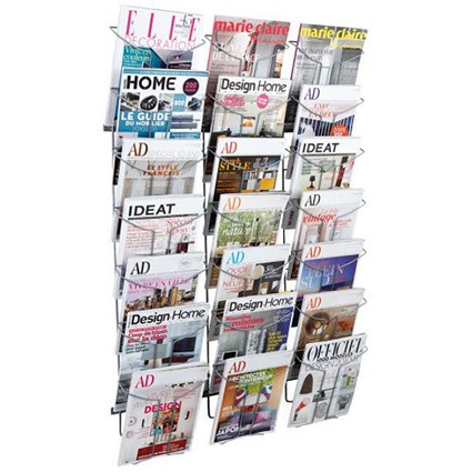 Alba Wall Mounted Literature Display Unit, 21 x A4 Compartments, Silver