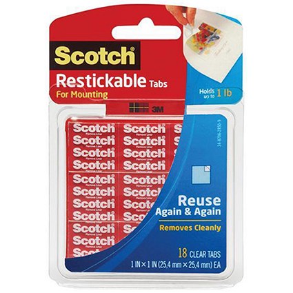 Scotch Restickable Tabs / 25.4x25.4mm / Pack of 18
