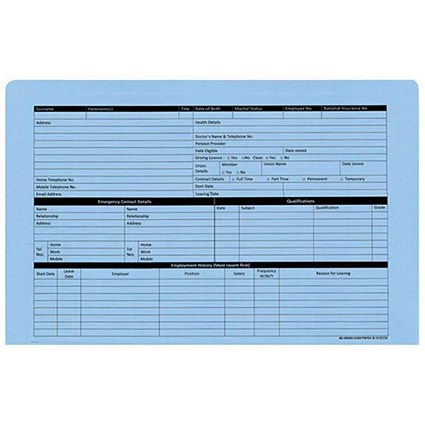 Personnel Wallets / Pre-printed / Blue / Pack of 50