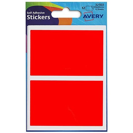 Avery Label Wallet / 50x80mm / Fluorescent Red / 32-503 / 12 Labels