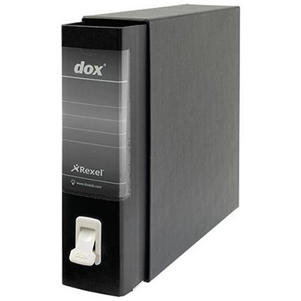 Rexel Dox 1 A4 Lever Arch Files, Board, 80mm Spine, Black, Pack of 6