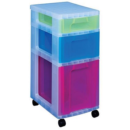 Really Useful Storage Tower / 3 Drawers 7L, 12L & 25L / Clear & Assorted