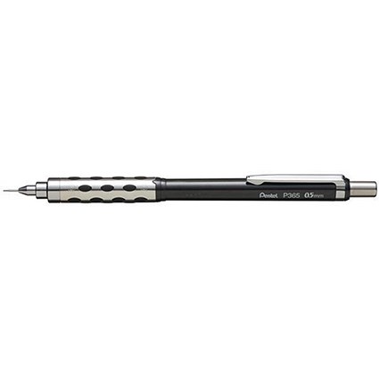 Pentel P365 Automatic Pencil with Rubber Grip / 0.5mm / Black Barrel / Pack of 12