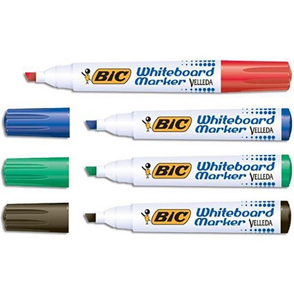 Bic Velleda 1751 Whiteboard Marker, Chisel Tip, Assorted Colours, Pack of 48