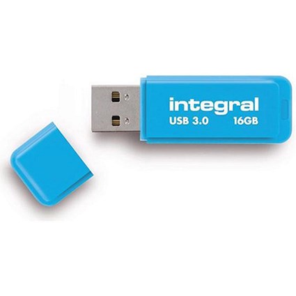 Integral Neon USB 3.0 Flash Drive / 16GB / Blue