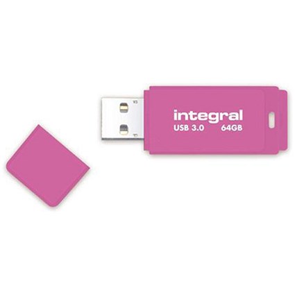 Integral Neon USB 3.0 Flash Drive / 64GB / Pink