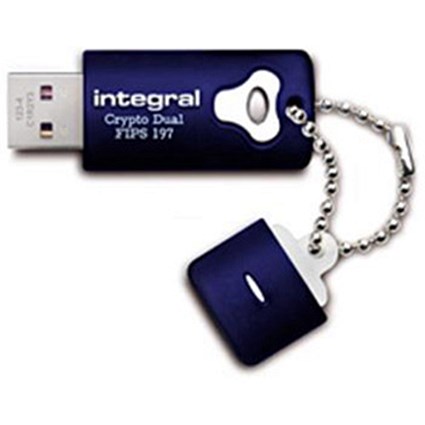 Integral Crypto Dual Flash Drive, USB 2.0, FIPS 197, 256-bit Encryption, 16GB