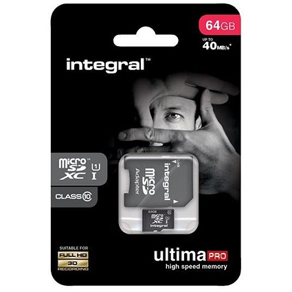 Integral Ultima Pro Micro SDHC Media Memory Card / Class 10 / 64GB