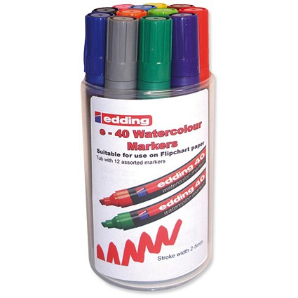 Edding 40 Watercolour Markers for Art and Design 2-5mm Line Assorted [Pack 12]