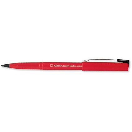 Pentel Italic Fountain Pen with Adjusting 1.3mm Nib Black [Pack 12]