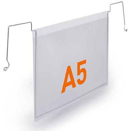 Durable Wire Hanger Pocket, A5 Landscape, Pack of 50