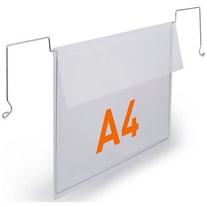 Durable Wire Hanger Pocket with flap, A4 Landscape, Pack of 50