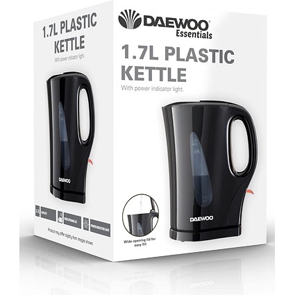 Daewoo 1.7 litre Black Kettle Cordless Auto On Off