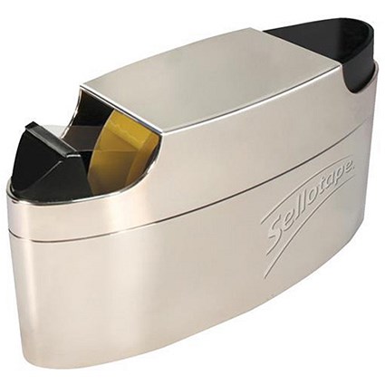 Sellotape Executive Dispenser, Capacity: 25mm Width, 66m Length, Integral Pen Tidy, Chrome