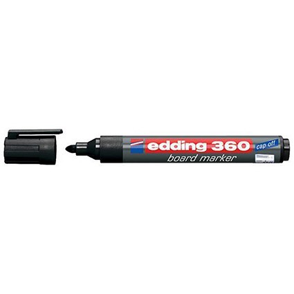 Edding 360 Whiteboard Marker, Bullet Tip, Black, Pack of 10