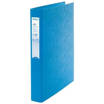 Rexel JOY Ring Binder / 2 D-Ring / 40mm Spine / 25mm Capacity / A4 / Blissful Blue / Pack of 6