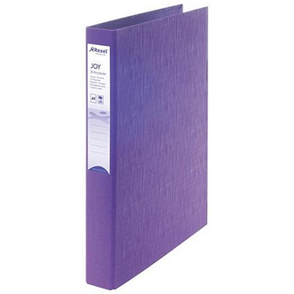 Rexel JOY Ring Binder / 2 D-Ring / 40mm Spine / 25mm Capacity / A4 / Perfect Purple / Pack of 6