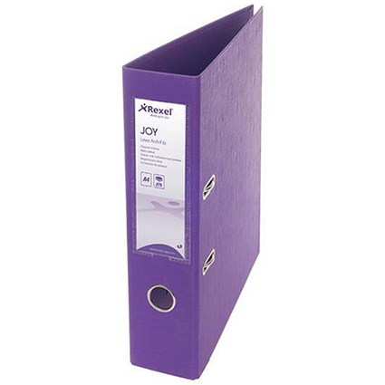 Rexel JOY A4 Lever Arch Files / 75mm Spine / Perfect Purple / Pack of 6