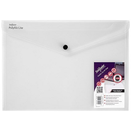 Snopake A4 PolyFile Lite Wallet Files, Clear, Pack of 5