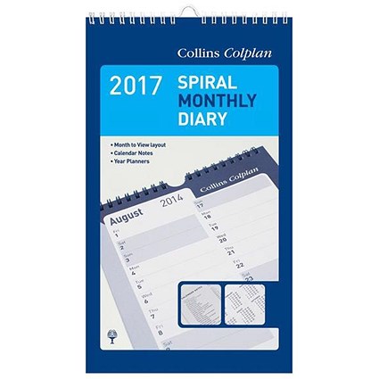 Collins Colplan 2017 Monthly Spiral Notebook Calendar