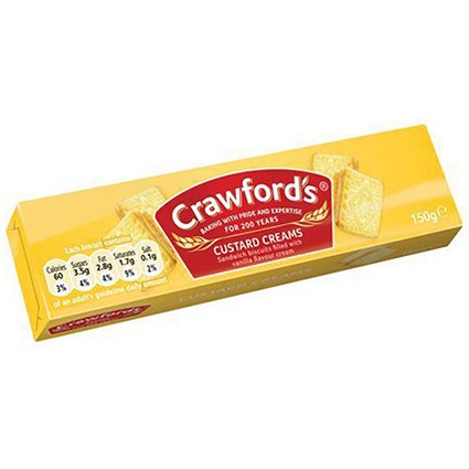 Crawfords Custard Cream Biscuits - Pack of 12 (150g)