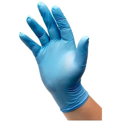 Nitrile Powdered Gloves, Large, Blue, 50 Pairs