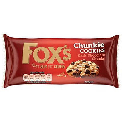Fox's Dark Chocolate Chunk Cookies with Extra Deep Cookie Dough - 180g