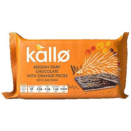 Kallo Gluten-free Rice Cake Thins / Belgian Dark Chocolate and Orange / 90g