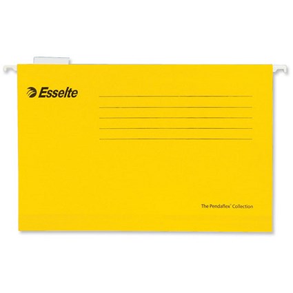 Esselte Pendaflex Suspension File Kraft V-Base 15mm Square 30mm A4 Yellow [Pack 25]
