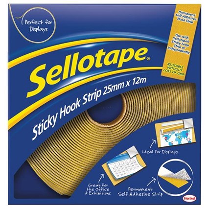 Sellotape Removable Hook Strip - 25mm x 12m