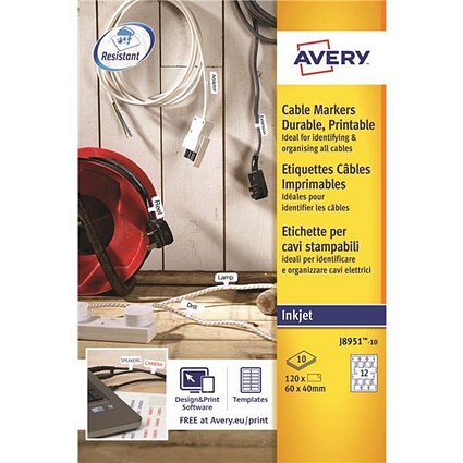 Avery Cable Markers / Inkjet / Tear-proof Foil / 120 Labels