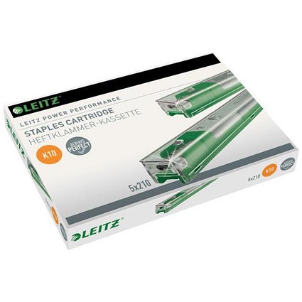 Leitz Staple Cassette Cartridge 210 Staples, K10 Green, Pack of 5