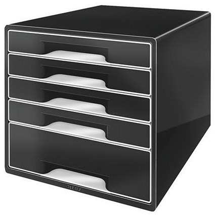 Leitz WOW 5 Drawer Desk Cube - Black