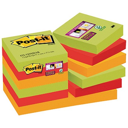 Post-it Super Sticky Notes, Marrakesh, 47.6x47.6mm, Pack of 12