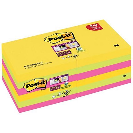 Post-it Z-Notes / 76x76mm / Rio / Pack of 12 x 100 Notes