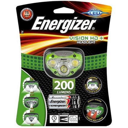Energizer Vision HD Plus Headlight / Dimmable / LED / 200 Lumens / 4 Light Modes