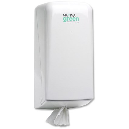 Maxima Green Centre-feed Toilet Tissue Dispenser Unit Wipeable Plastic White Ref KMON007