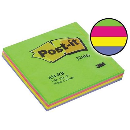 Post-it Rainbow Pads, Spring, 76x76mm, Pack of 12