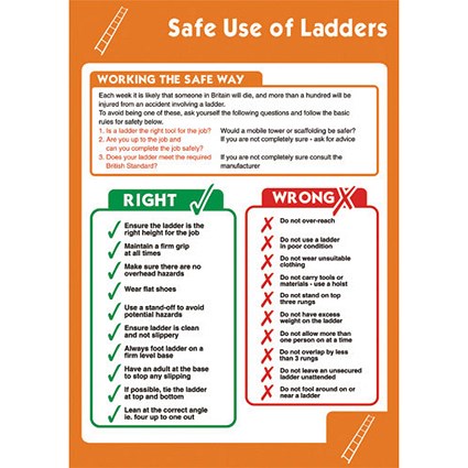 Stewart Superior Health and Safety Poster Laminated Safe Use of Ladders H420xW595mm