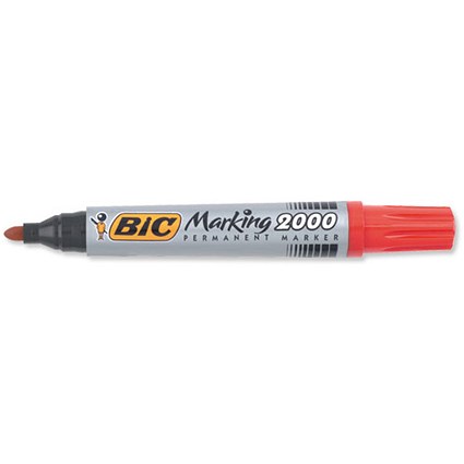 Bic Marking 2000 Permanent Marker Bullet Tip Line Width 1.7mm Red [Pack 12]