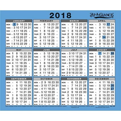 At A Glance 2018 Wall Calendar