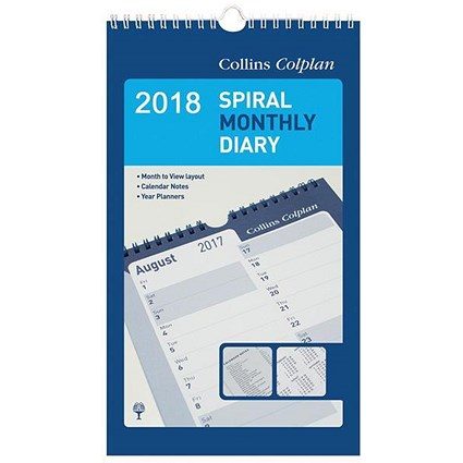 Collins 2018 Monthly Spiral Notebook Calendar