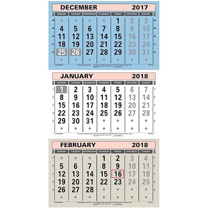 At A Glance 2018 Three Monthly Wall Calendar