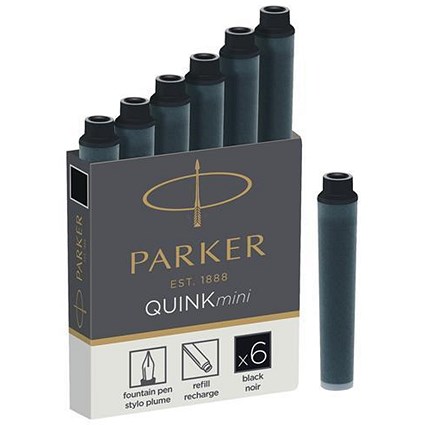 Parker Quink Cartridges Ink Refills, Black Ink, 30 Boxes of 6